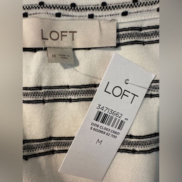 LOFT Textured Puff Sleeve Shift Dress Size M - Picture 10 of 12